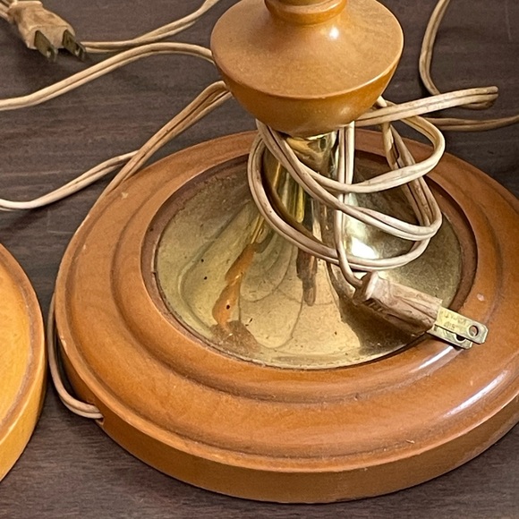 Vintage Amber Glass Table Lamps Pair Vintage Lights Lighting - Picture 3 of 4